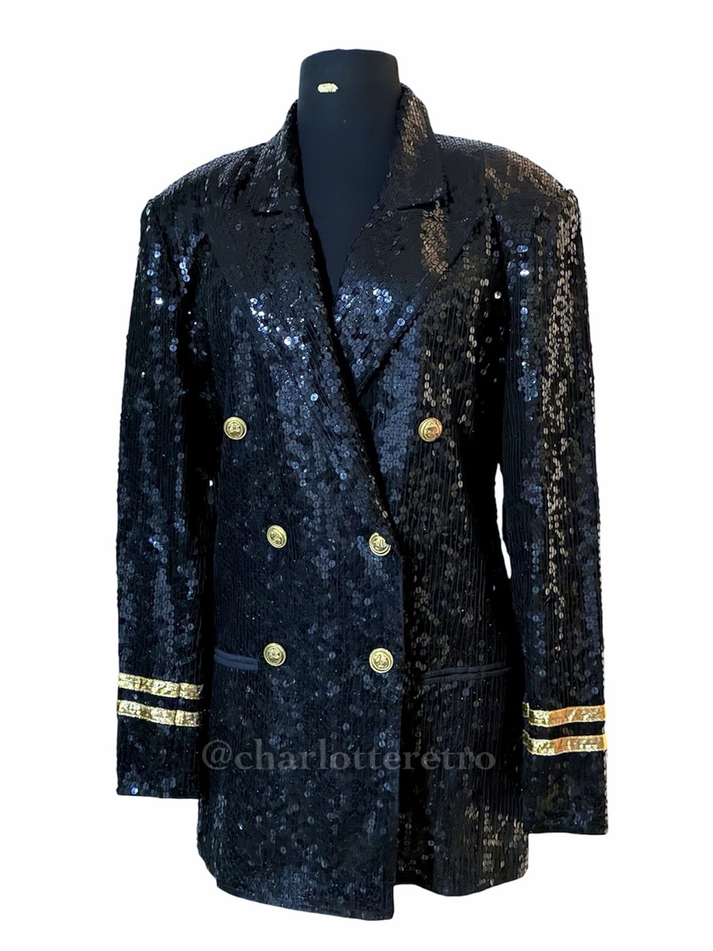 90s vtg Lew Magnam Double Breasted Sequin Trophy Jacket